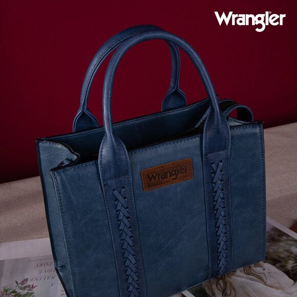 NWT Wrangler Tote Bag, Designer Satchel Handbag, Top-handle, Strap, Denim Blue - Picture 4 of 4